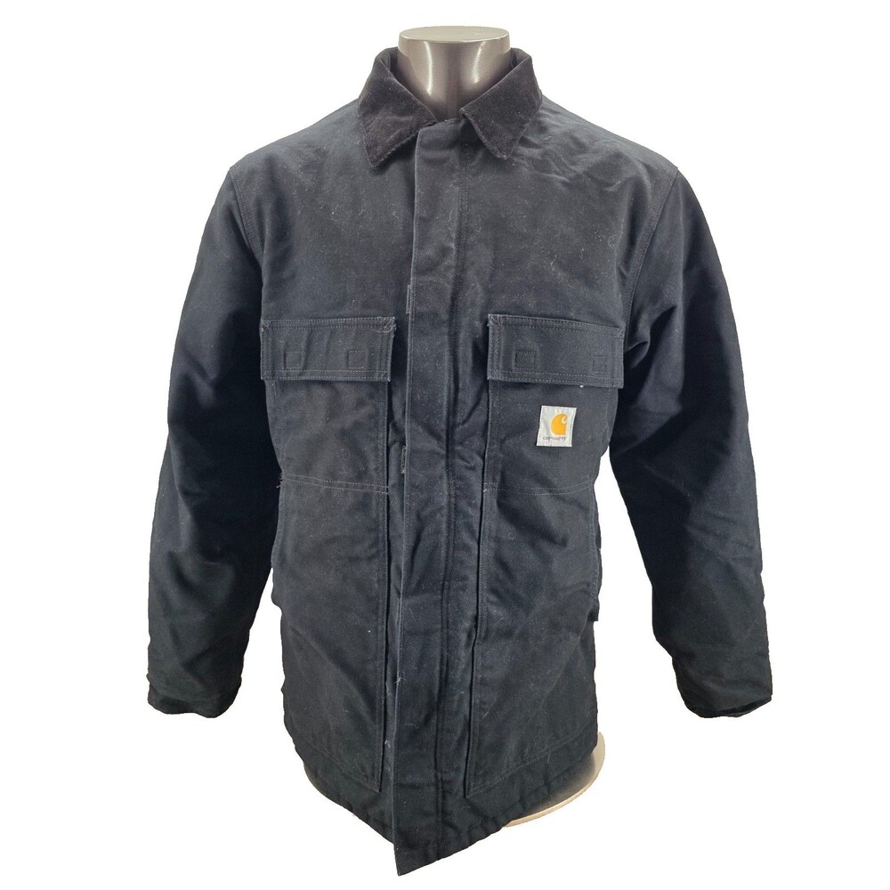 CARHARTT C003 Men’s M Tall Black Duck Canvas Quilted Lined Chore Jacket Coat